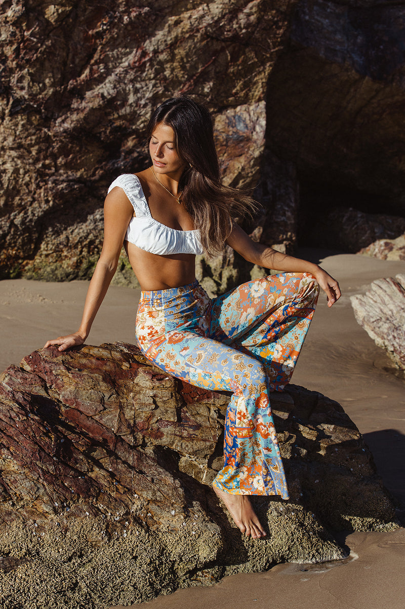 PATCHWORK FLORAL BELL BOTTOMS