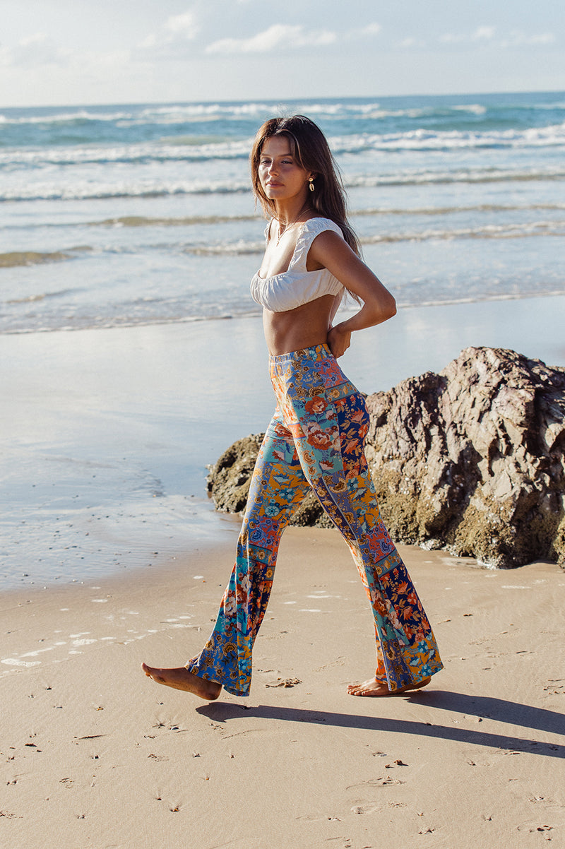 PATCHWORK FLORAL BELL BOTTOMS