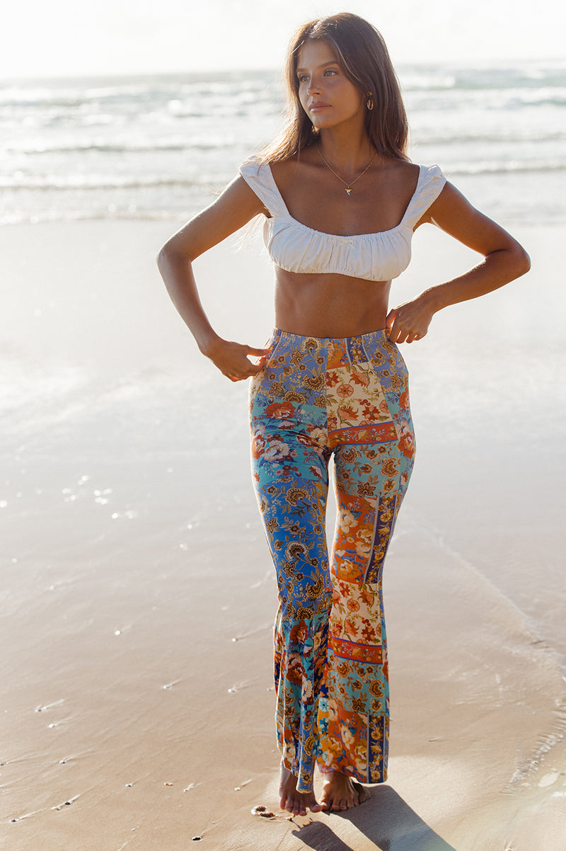 PATCHWORK FLORAL BELL BOTTOMS