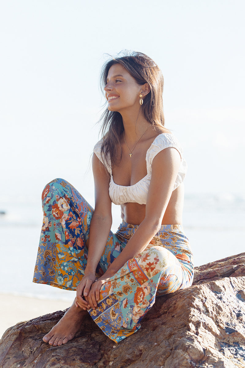 PATCHWORK FLORAL BELL BOTTOMS