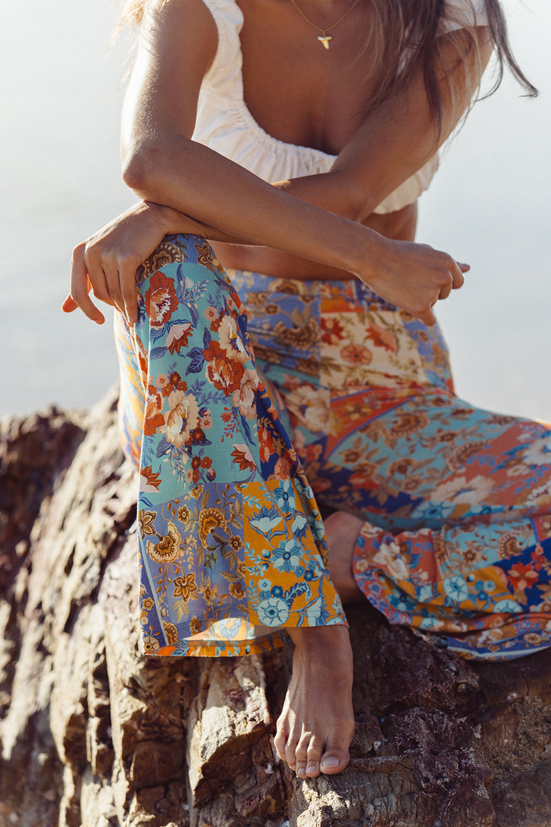 PATCHWORK FLORAL BELL BOTTOMS