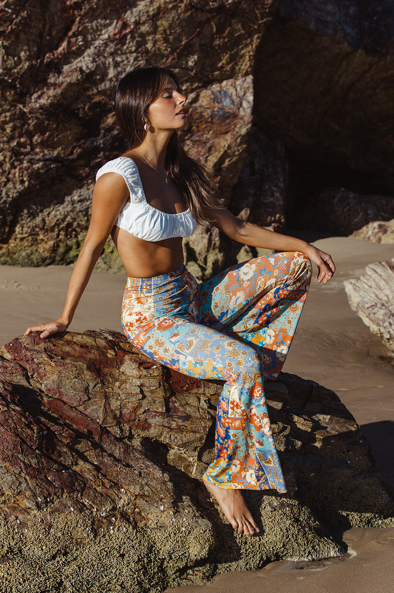 PATCHWORK FLORAL BELL BOTTOMS