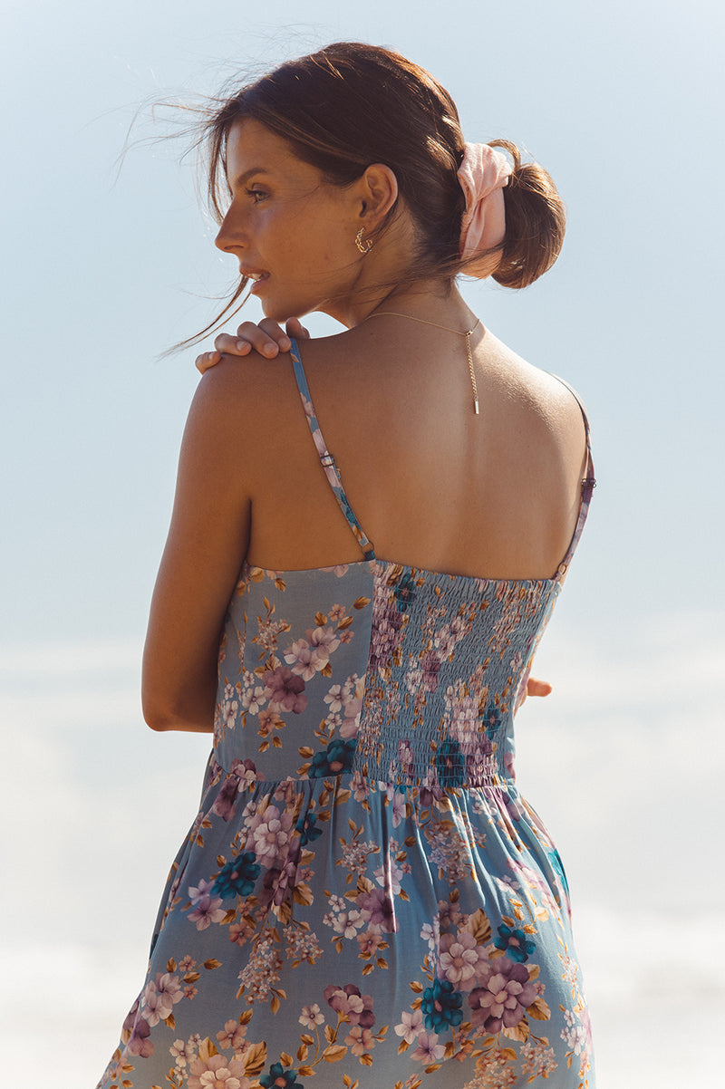 VINTAGE FLORAL DREAM CHASER DRESS - ARONA BLUE