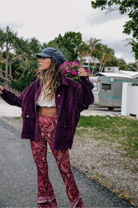 JUMBO WALE CORD JACKET - PLUM