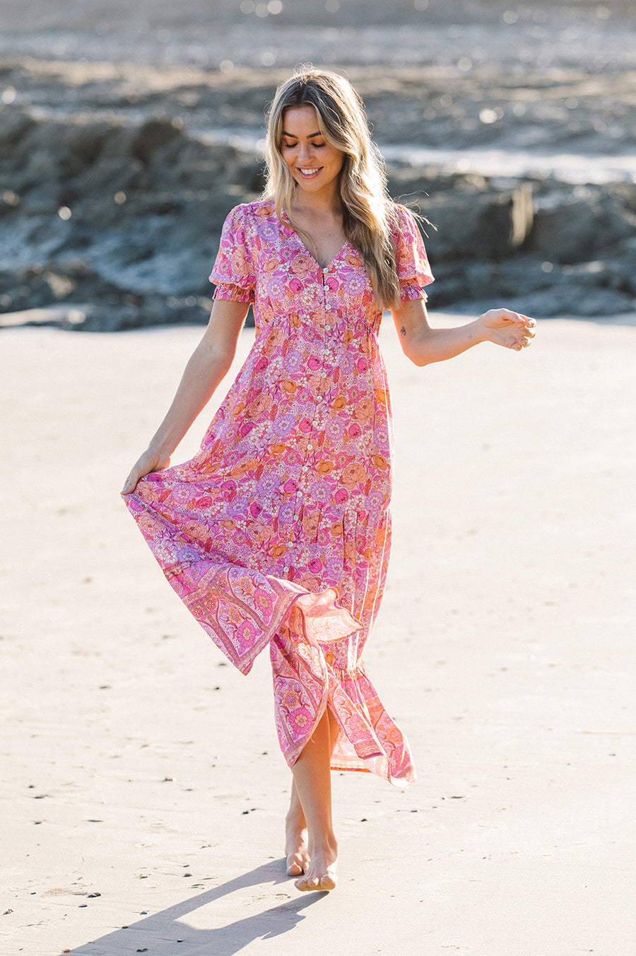 JOANIE PUFF SLEEVE MAXI DRESS MARSHMELLOW We the Wild Collective We The Wild Collective